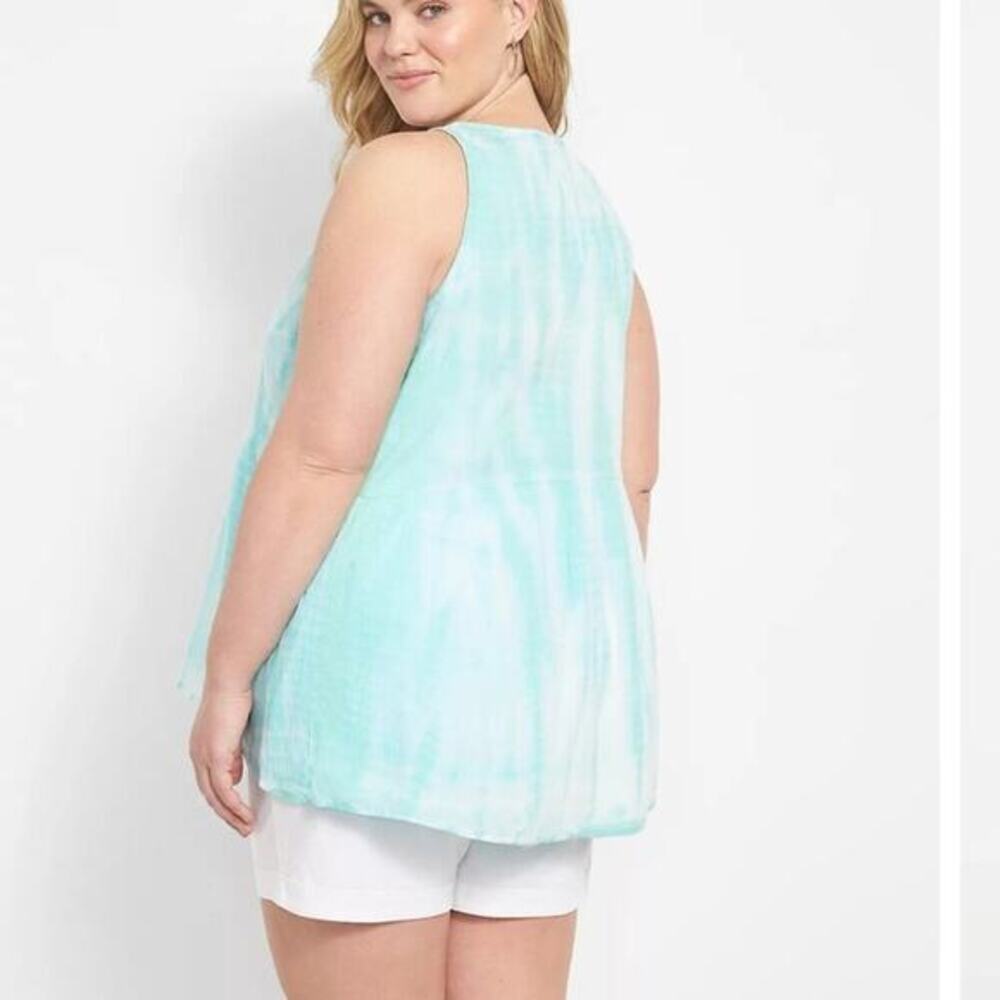 Lane Bryant Classic Henley Scoop-Neck Babydoll peplum tie dye Tank‎ plus size 18 - Picture 7 of 8